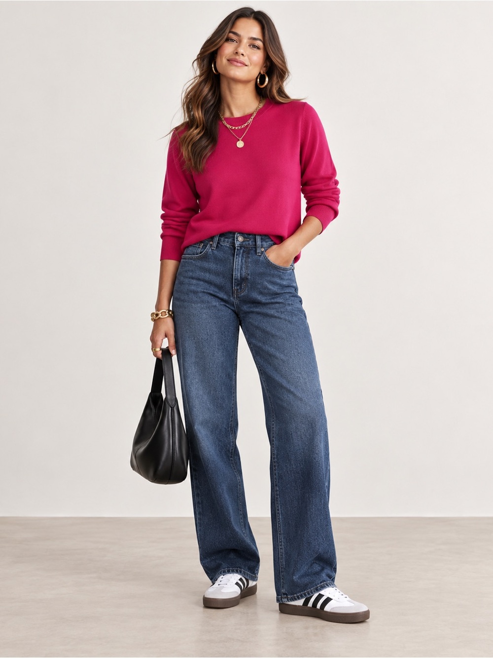 Banana Republic Crewneck Sweater in Fuchsia Pink